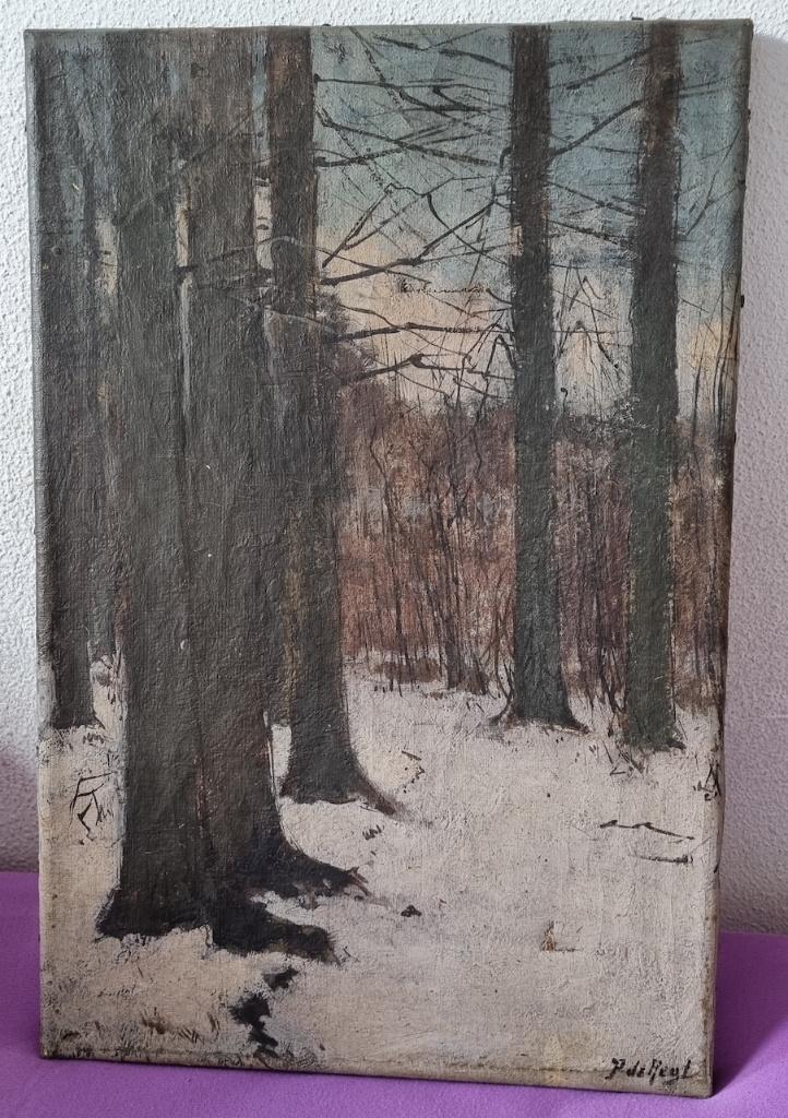 Piet de Regt (1877-1960), besneeuwd bos gezicht., Antiek en Kunst, Kunst | Schilderijen | Klassiek, Ophalen of Verzenden