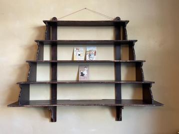 groot antiek Rek Keukenrek Wandrek Hangrek Boekenrek Frans beschikbaar voor biedingen