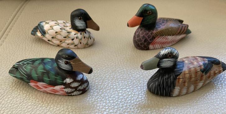EENDJES HOUT MINIATUUR SET VAN 4 NIEUW, Huis en Inrichting, Woonaccessoires | Overige, Nieuw, Ophalen of Verzenden