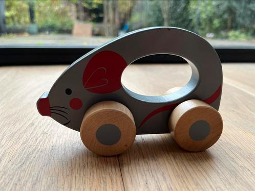 Houten muis met wielen Joueco, Kinderen en Baby's, Speelgoed | Houten speelgoed, Zo goed als nieuw, Duw- of Trekspeelgoed, Verzenden