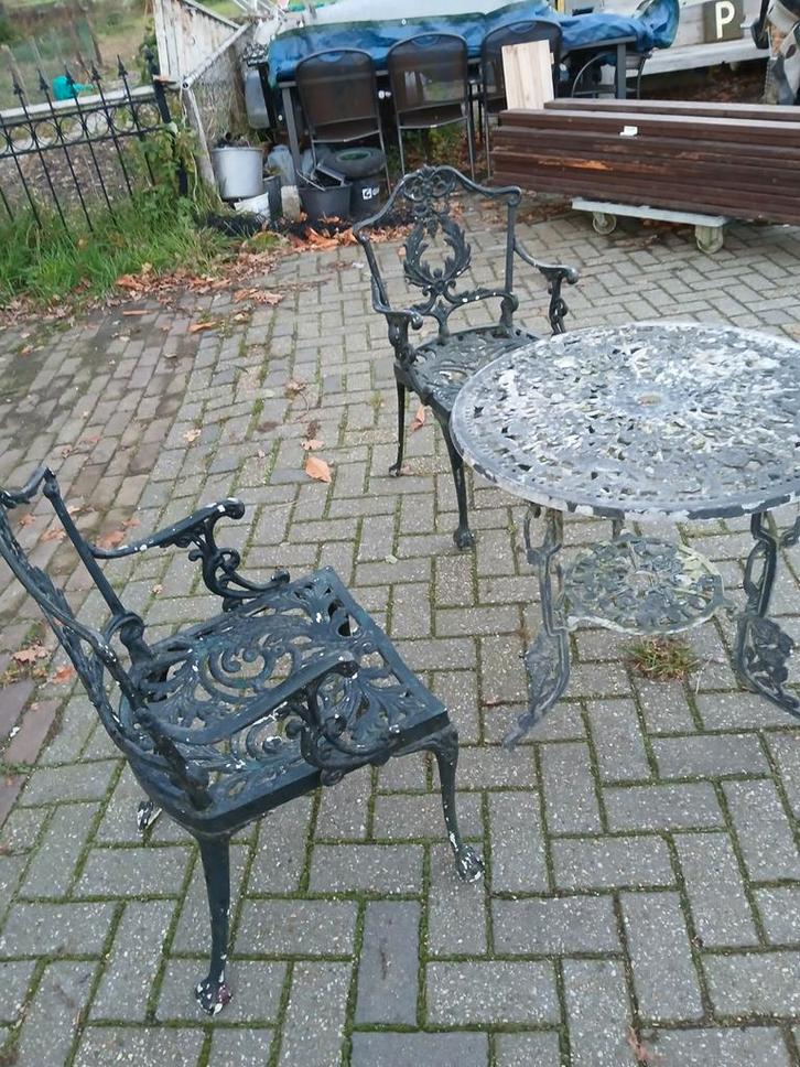 Aluminium Tuinset - Klassiek Design, Tuin en Terras, Tuinsets en Loungesets, Gebruikt, Tuinset, Aluminium, 2 zitplaatsen, Eettafel