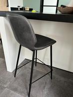 Leren barkruk antraciet grijs - zo goed als nieuw, Huis en Inrichting, Barkrukken, Ophalen, 60 tot 90 cm, Leer, Zo goed als nieuw