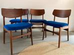 Set van vier vintage Deense design stoelen, Ophalen, Gebruikt, Bruin, Onbekend
