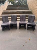4 eetkamerstoelen op wieltjes – grijs, stevig en praktisch, Ophalen, Eetkamerstoen, Gebruikt, Vier