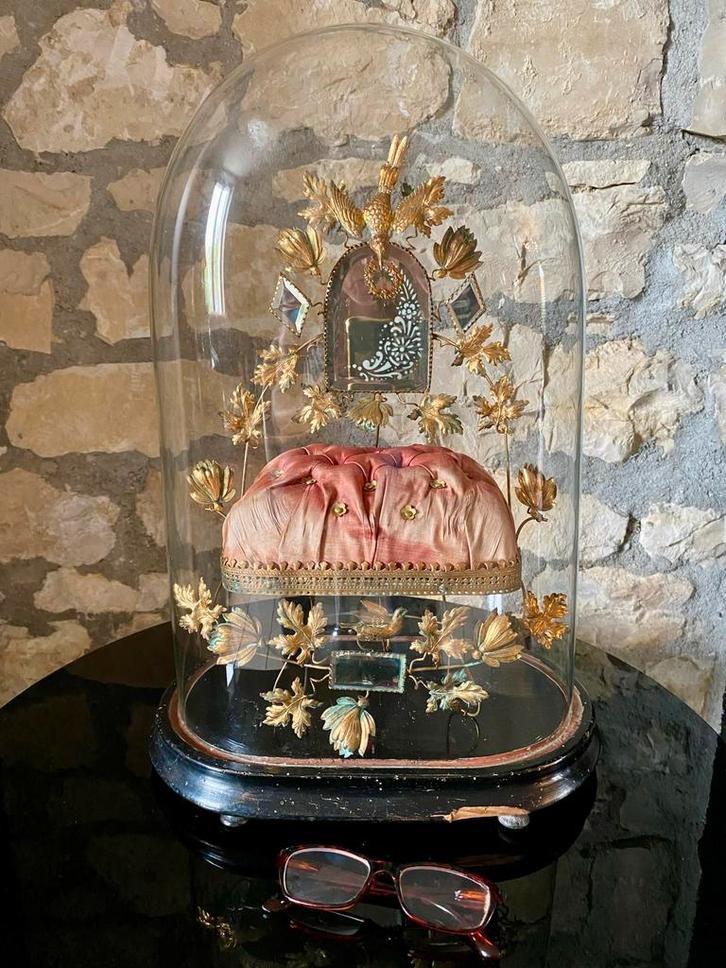 Franse brocante antieke grote bruidsstolp stolp trouwringen, Antiek en Kunst, Antiek | Woonaccessoires, Ophalen