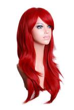Extra Lange Donkerrode Pruik Krullen Pony Haarnetje Ariel, Ophalen of Verzenden, Zo goed als nieuw, Carnaval, Accessoires