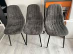 Grijze eetkamerstoelen - set van 3, Huis en Inrichting, Stoelen, Ophalen, Gebruikt, Drie, Stof