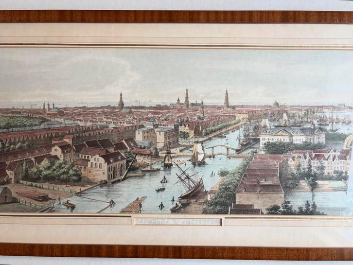 Steendruk Panorama d’Amsterdam, R. De Vries, Buffa zn 1856, Antiek en Kunst, Kunst | Etsen en Gravures, Ophalen