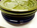 3 blauwe en 3 groene barbeque borden 4 vaks, Huis en Inrichting, Keuken | Servies, Ophalen of Verzenden, Zo goed als nieuw, Bord(en)