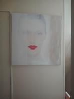 Schilderij- Portret van dame  met rode lippen., Antiek en Kunst, Ophalen