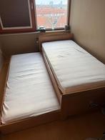 Onderschuifbed 90x200 + 2 matrassen, Huis en Inrichting, Slaapkamer | Bedden, Verstelbaar, 90 cm, Eenpersoons, Beige