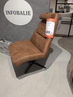MOOIE LEREN FAUTEUIL MET HOOFDSTEUNKUSSEN, Ophalen, Metaal, MODERN, Nieuw