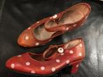 Vintage kinder hak schoen rode met witte stippen plm maat 25, Ophalen, Gebruikt, Meisje, Schoenen