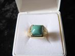Mooie Handgemaakte 14 Kt Gouden Art Deco Ring met Turkois, Sieraden, Tassen en Uiterlijk, Antieke sieraden, Verzenden, Goud, Ring