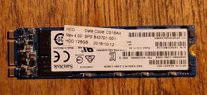 SanDisk X400 128GB M.2 SATA SSD – Perfect werkend, Computers en Software, RAM geheugen, Zo goed als nieuw, Laptop, 128 GB, DDR4