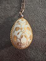 Franklin Mint porseleinen ei met gouden bloemen, Sieraden, Tassen en Uiterlijk, Met hanger, Gebruikt, Wit, Ophalen of Verzenden