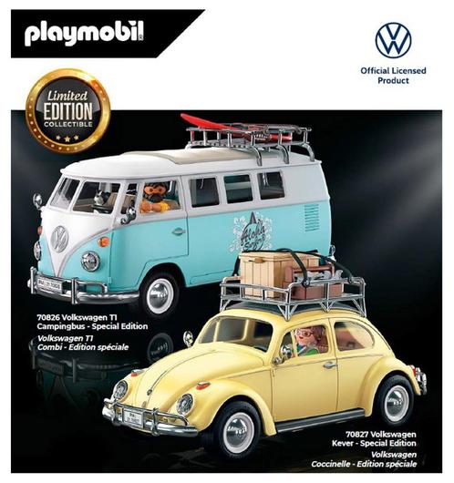 PLAYMOBIL 70826 & 70827 Bundel VW T1 Campingbus & VW Kever, Kinderen en Baby's, Speelgoed | Playmobil, Nieuw, Complete set, Ophalen of Verzenden