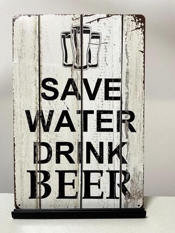 SAVE WATER DRINK BEER metalen tekstbord (Old Look) beschikbaar voor biedingen