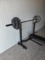 Fitness set Olympische halterstang halterbank 145kg, Sport en Fitness, Ophalen, Zo goed als nieuw