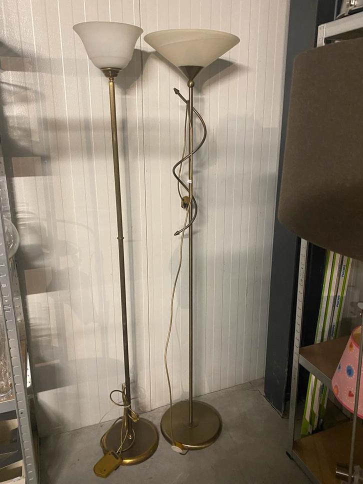 2 Staaande Bronzen Vloerlampen (per stuk ), Huis en Inrichting, Lampen | Vloerlampen, Gebruikt, 150 tot 200 cm, Metaal, Ophalen