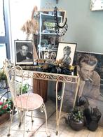 Vintage kaptafel jaren ‘50/‘60 met stoel smeedijzer glas, Huis en Inrichting, Tafels | Kaptafels, Ophalen, Metaal of Aluminium