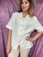 Vintage blouse / shirt - kraag - crème - 46 of oversized, Beige, Maat 46/48 (XL) of groter, Ophalen of Verzenden, HGV