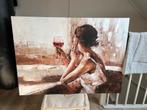 PURE LIVING Schilderij canvas Girl with wine glass 116x84 cm, Ophalen, Oorspronkelijke maker, Zo goed als nieuw, Schilderij