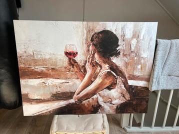 PURE LIVING Schilderij canvas Girl with wine glass 116x84 cm beschikbaar voor biedingen