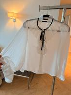 Transparante witte blouse met pofmouw en strik, Ophalen of Verzenden, Zo goed als nieuw, Maat 36 (S), Wit