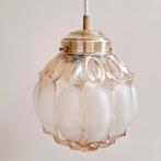 Vintage bollamp | amberkleur | Jaren 60 hanglamp | messing, Huis en Inrichting, Lampen | Hanglampen, Ophalen of Verzenden, Zo goed als nieuw