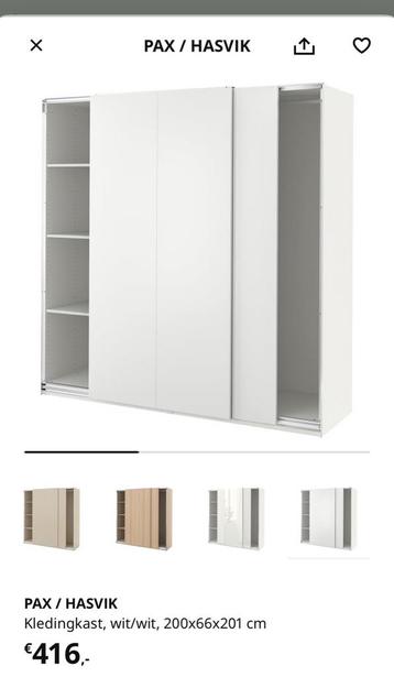 Ikea Pax kledingkast wit 200x66x201 cm - afbeelding 3