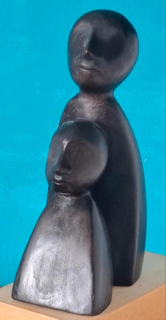 Pere avec fils. Houtsnijwerk. Geabstraheerd. Frankrijk. 24cm, Antiek en Kunst, Kunst | Beelden en Houtsnijwerken, Ophalen