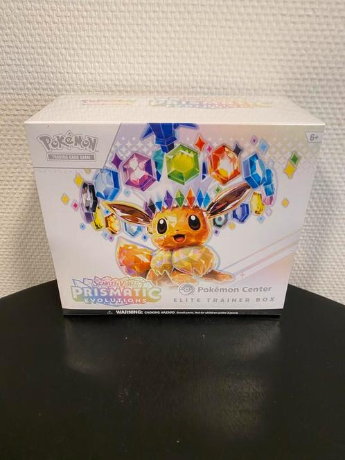 Prismatic Evolutions Pokemon Center Elite Trainer Box, Hobby en Vrije tijd, Verzamelkaartspellen | Pokémon, Nieuw, Boosterbox