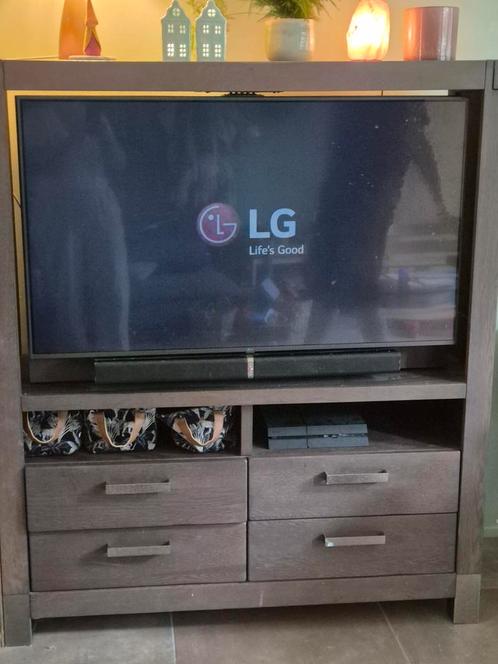 Tv meubel massief eiken kantelbaar scherm, Huis en Inrichting, Kasten | Televisiemeubels, Zo goed als nieuw, Minder dan 100 cm