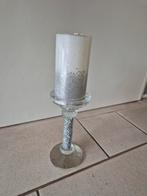 Glazen kandelaar met zilveren steentjes, Huis en Inrichting, Woonaccessoires | Kandelaars en Kaarsen, Ophalen of Verzenden, Nieuw