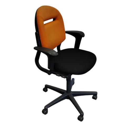 Ahrend 220 Bureaustoel Zwart Oranje, Huis en Inrichting, Bureaustoelen, Gebruikt, Bureaustoel, Zwart, Ergonomisch, Ophalen of Verzenden