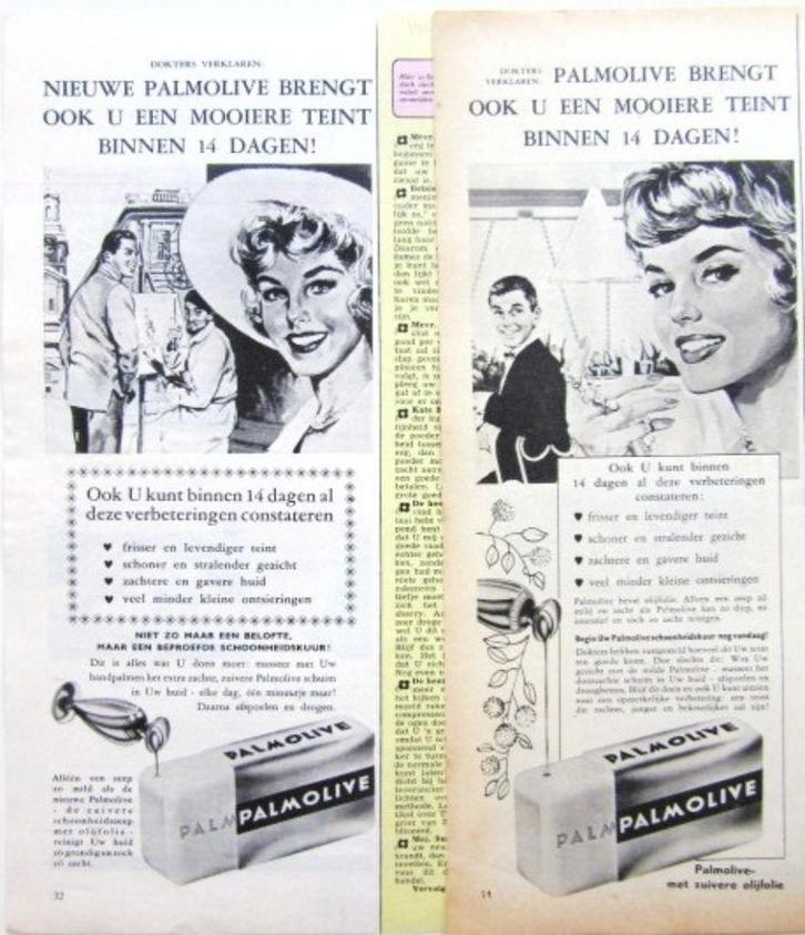 70+ vintage advertenties reclames Palmolive 1937-64 zeep, Verzamelen, Merken en Reclamevoorwerpen, Gebruikt, Overige typen, Ophalen of Verzenden