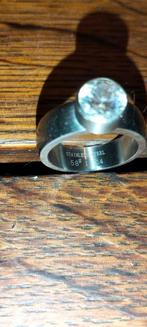 Zilveren stalen Melano ring, Met kristal, IJzer of Staal, ., Ophalen of Verzenden