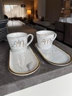 Theemokken Mr. & Mrs. met Onderzetters, Keramiek, Nieuw, Ophalen of Verzenden, Overige stijlen