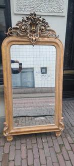 Bladgouden spiegel met TOP kuif ca 1870, Antiek en Kunst, Antiek | Spiegels, Ophalen of Verzenden
