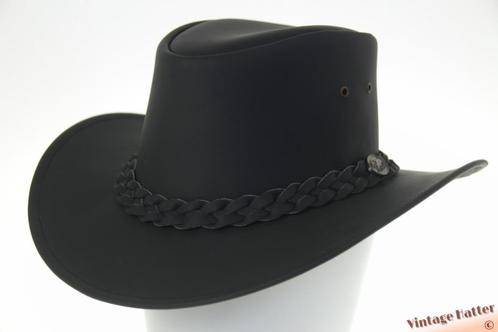 Western hoed Hawkins zwart leer 57, 58, 59 en 60 Nieuw, Kleding | Dames, Hoeden en Petten, Nieuw, Hoed, 58 cm (L, 7¼ inch) of meer