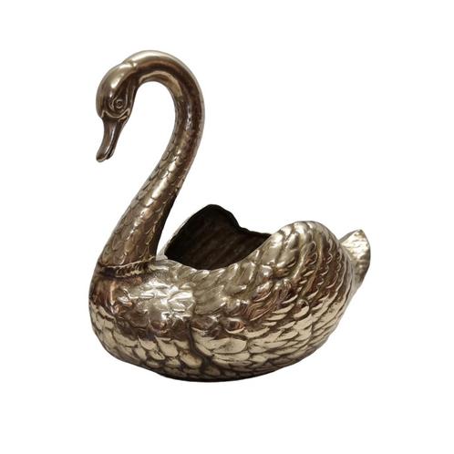 Vintage messing zwaan plantenpot, Huis en Inrichting, Woonaccessoires | Vazen, Gebruikt, Overige kleuren, Minder dan 50 cm, Overige materialen