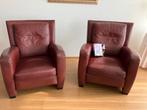 Lederen fauteuils bordeauxrood, zeer goede staat, Ophalen, Zo goed als nieuw, Leer, 75 tot 100 cm