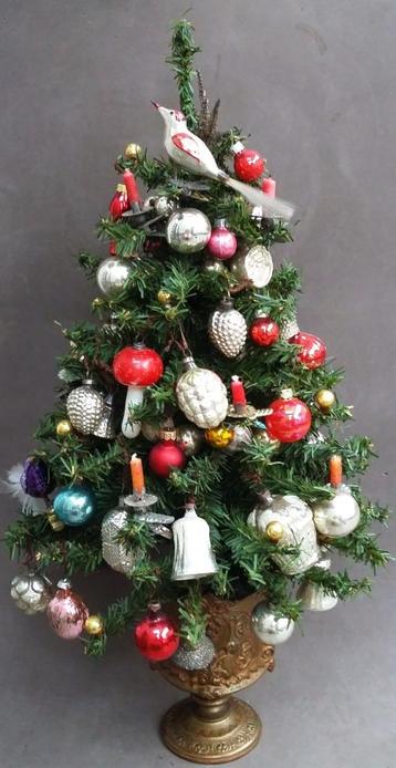 Om 1950 - 1970 Antieke MINI MINIATUUR Kerstboom Verenboom beschikbaar voor biedingen