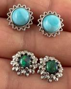 Larimar en zwarte opaal oorbellen 925 zilver, Ophalen of Verzenden, Nieuw