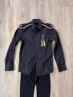 Kapitein officier leger zwart overhemd bloes epauletten 146, Jongen of Meisje, Ophalen of Verzenden, Zo goed als nieuw, 146 t/m 152