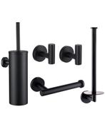 Toilet- en badkamer accessoireset – Livingq - Mat Zwart, Ophalen of Verzenden, Zo goed als nieuw, Zwart, Overige typen