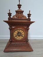 Antieke Duitse Notenhouten Pendule - Mist Glazen Deurtje, Ophalen of Verzenden