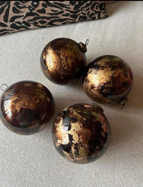 4 mooie grote XL glazen marmerlook kerstballen NIEUW, Diversen, Kerst, Nieuw, Ophalen of Verzenden