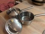 Kookpan en koekenpan voor gas - Diverse merken, Huis en Inrichting, Keuken | Potten en Pannen, Ophalen, Gebruikt, Rvs, Koekenpan of Braadpan